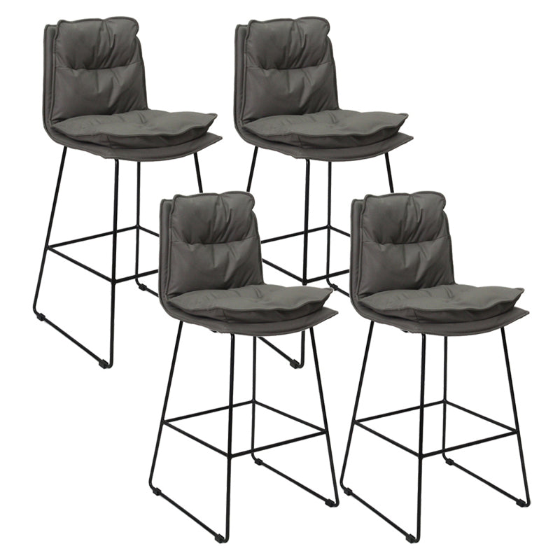 Contemporary Metal Barstool Fabric Counter Stool in Matte Finish for Indoor