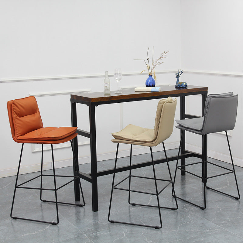 Contemporary Metal Barstool Fabric Counter Stool in Matte Finish for Indoor