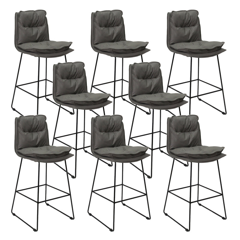 Contemporary Metal Barstool Fabric Counter Stool in Matte Finish for Indoor