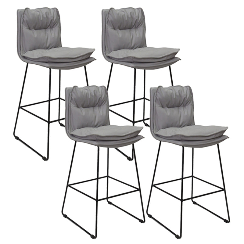 Contemporary Metal Barstool Fabric Counter Stool in Matte Finish for Indoor