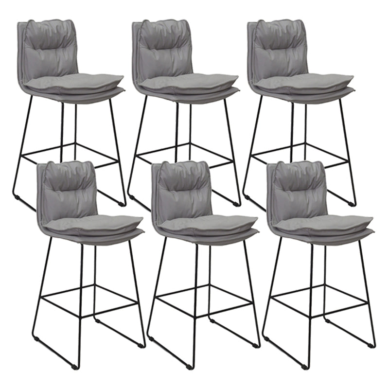 Contemporary Metal Barstool Fabric Counter Stool in Matte Finish for Indoor