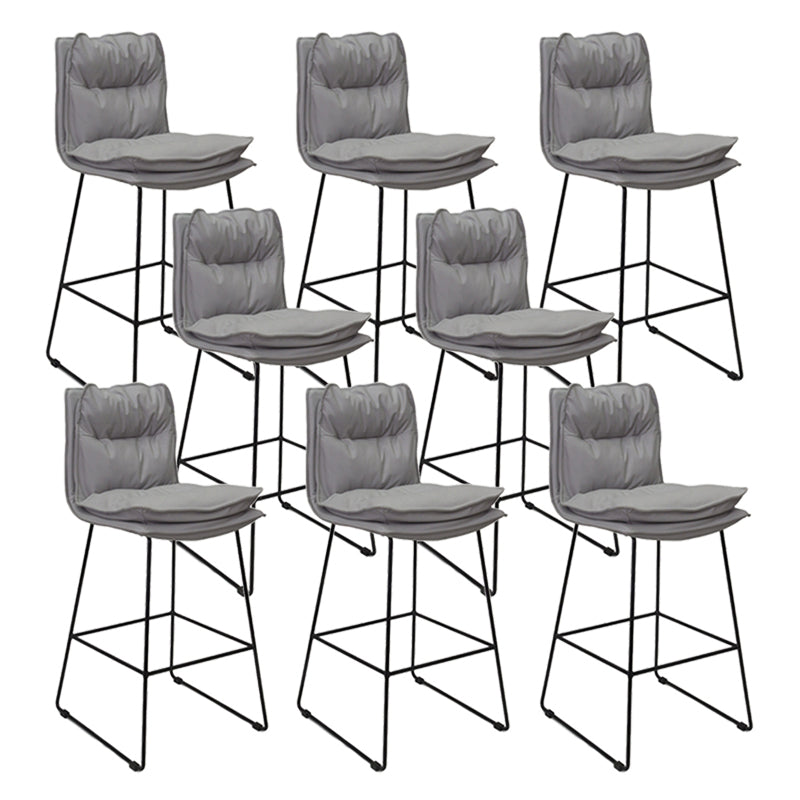 Contemporary Metal Barstool Fabric Counter Stool in Matte Finish for Indoor