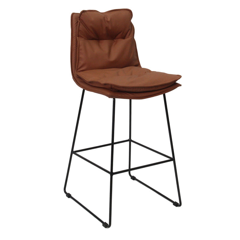 Contemporary Metal Barstool Fabric Counter Stool in Matte Finish for Indoor