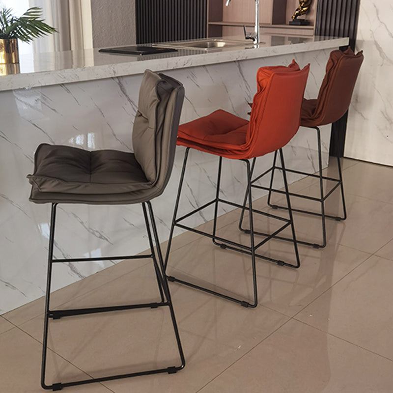 Contemporary Metal Barstool Fabric Counter Stool in Matte Finish for Indoor