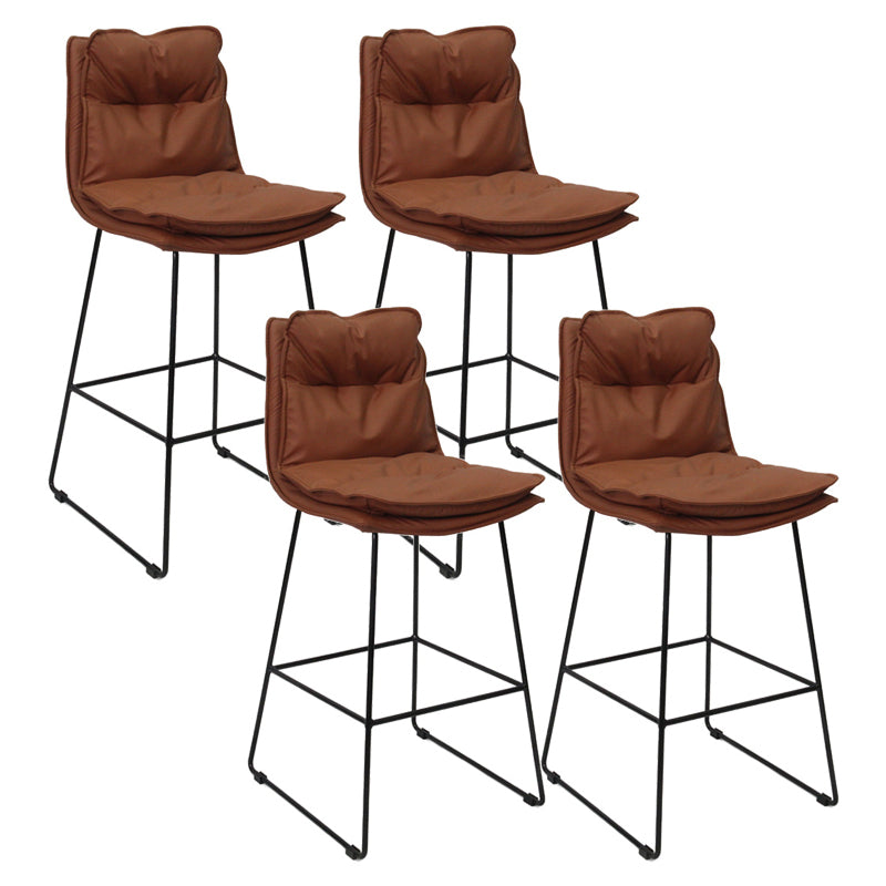 Contemporary Metal Barstool Fabric Counter Stool in Matte Finish for Indoor