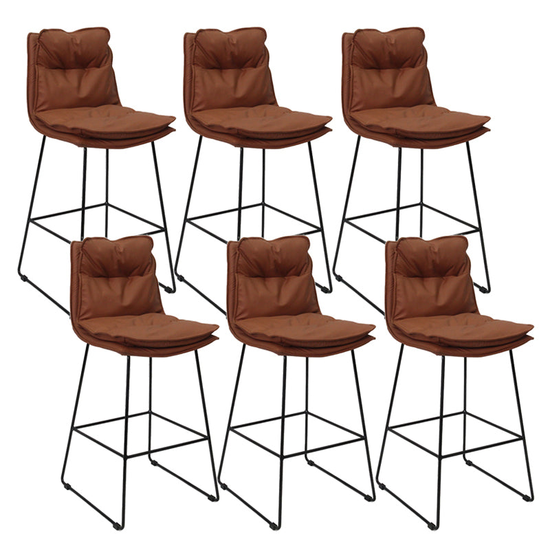 Contemporary Metal Barstool Fabric Counter Stool in Matte Finish for Indoor
