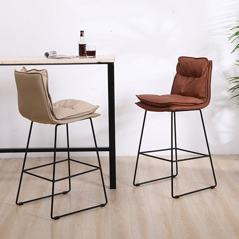 Contemporary Metal Barstool Fabric Counter Stool in Matte Finish for Indoor