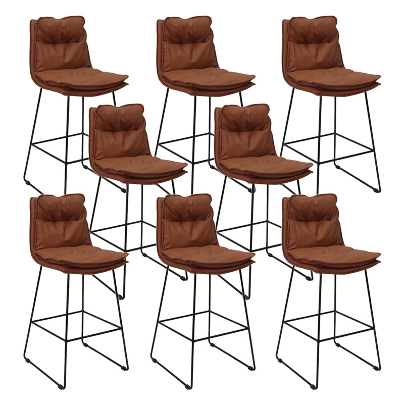 Contemporary Metal Barstool Fabric Counter Stool in Matte Finish for Indoor