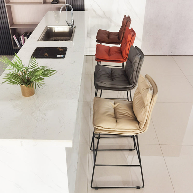 Contemporary Metal Barstool Fabric Counter Stool in Matte Finish for Indoor