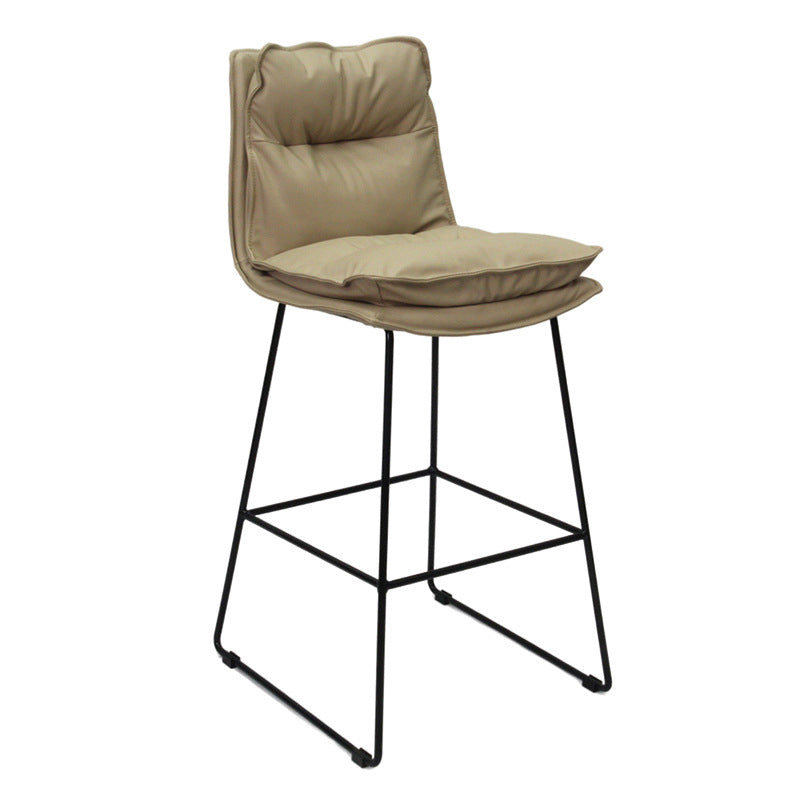 Contemporary Metal Barstool Fabric Counter Stool in Matte Finish for Indoor