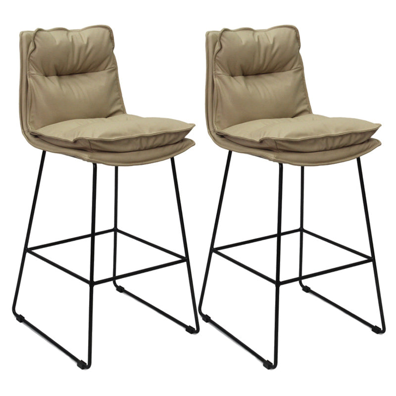 Contemporary Metal Barstool Fabric Counter Stool in Matte Finish for Indoor