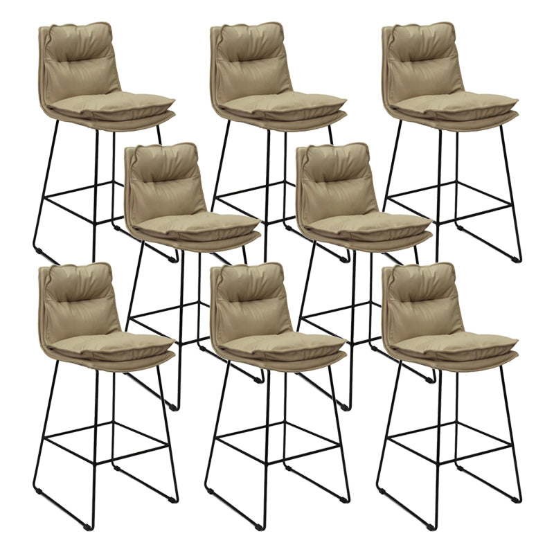 Contemporary Metal Barstool Fabric Counter Stool in Matte Finish for Indoor