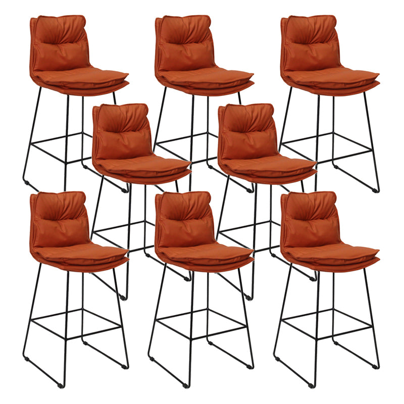 Contemporary Metal Barstool Fabric Counter Stool in Matte Finish for Indoor