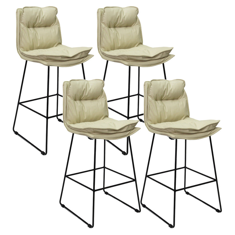 Contemporary Metal Barstool Fabric Counter Stool in Matte Finish for Indoor