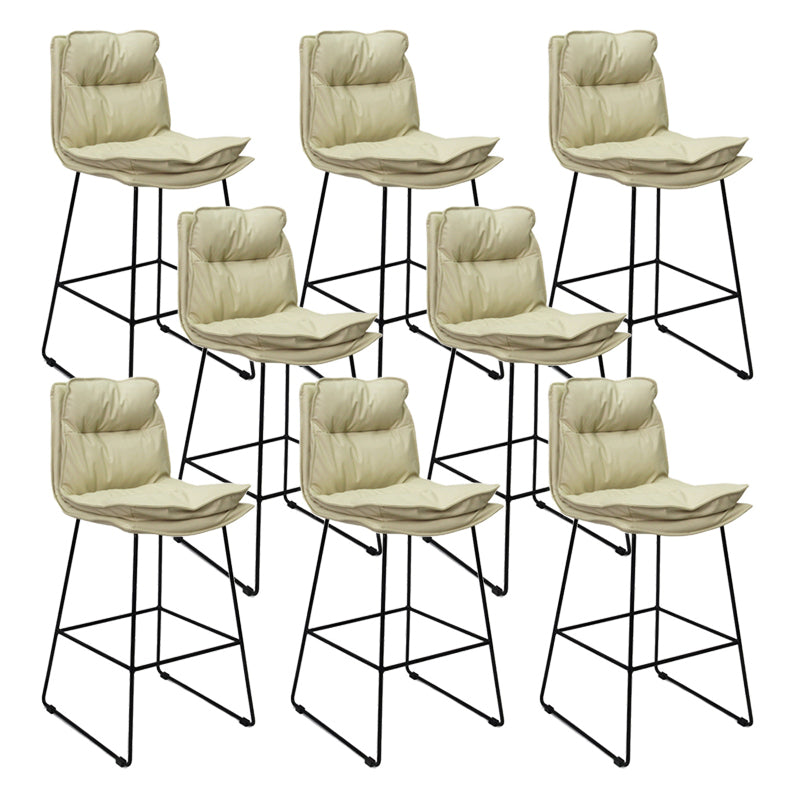 Contemporary Metal Barstool Fabric Counter Stool in Matte Finish for Indoor