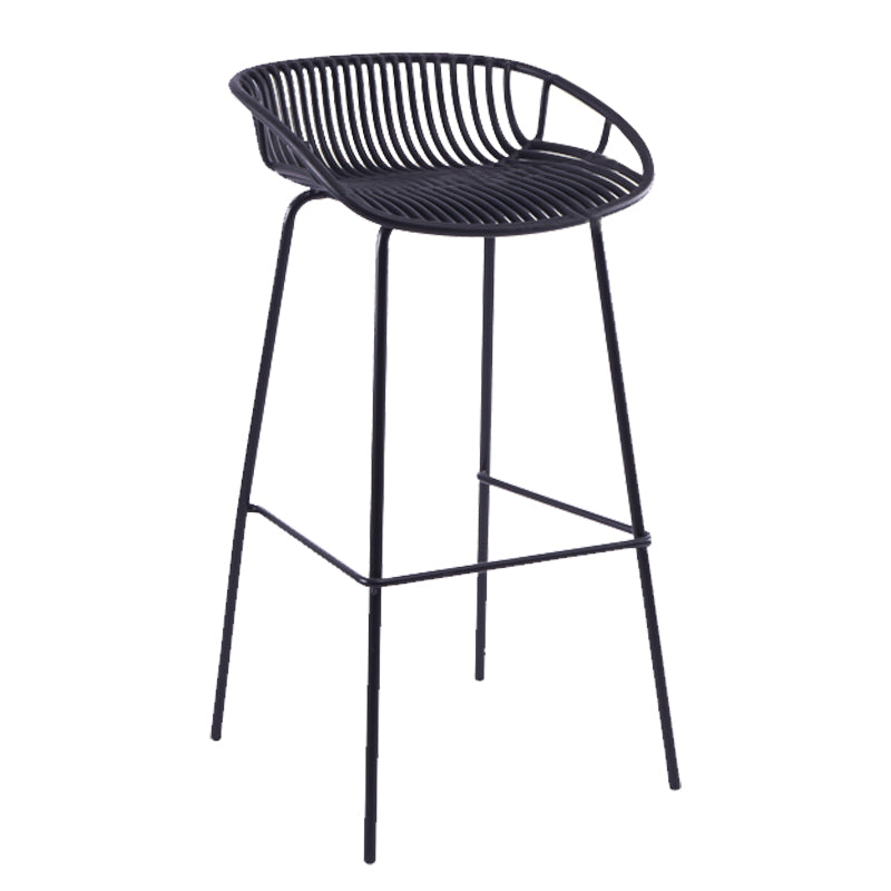 Modern Plastic Contoured Seat Iron Base Footrest Stool for Living Room