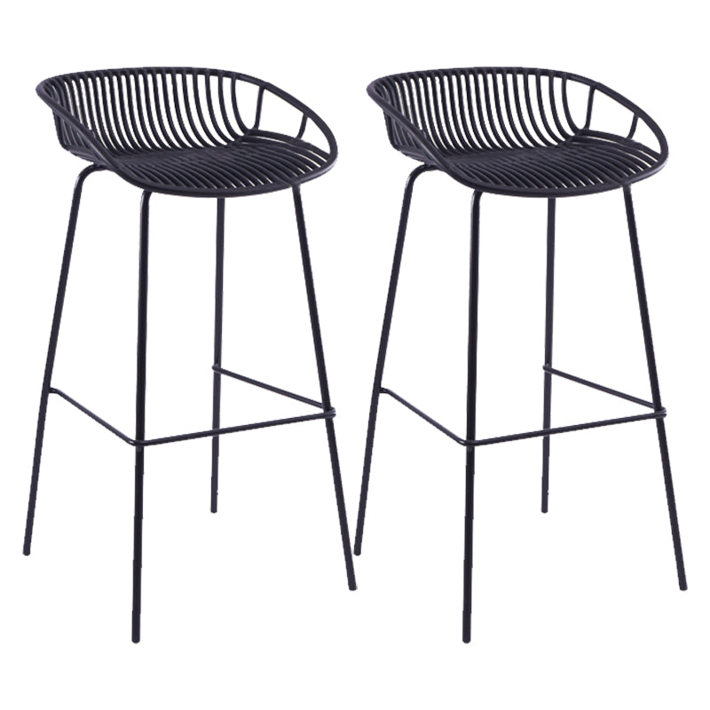 Modern Plastic Contoured Seat Iron Base Footrest Stool for Living Room