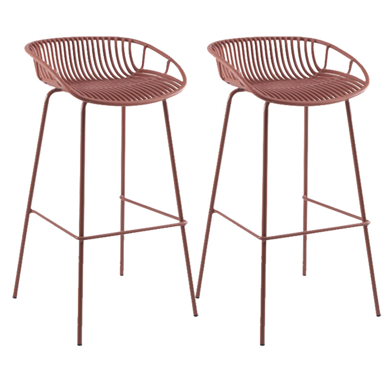 Modern Plastic Contoured Seat Iron Base Footrest Stool for Living Room