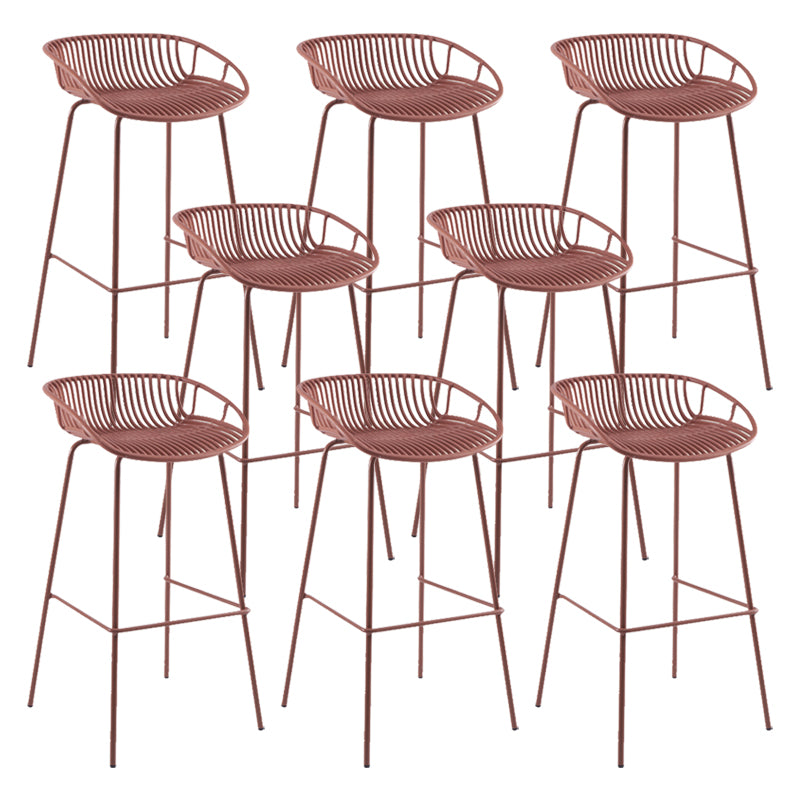 Modern Plastic Contoured Seat Iron Base Footrest Stool for Living Room