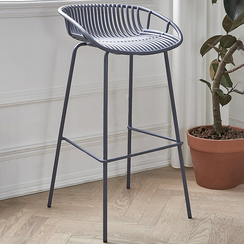 Modern Plastic Contoured Seat Iron Base Footrest Stool for Living Room