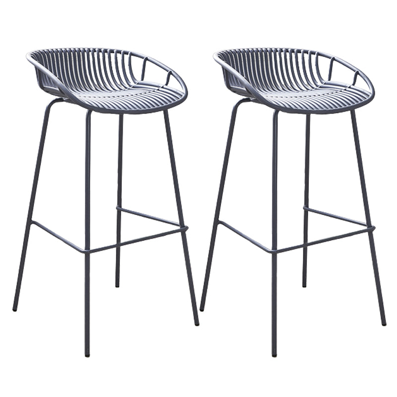 Modern Plastic Contoured Seat Iron Base Footrest Stool for Living Room