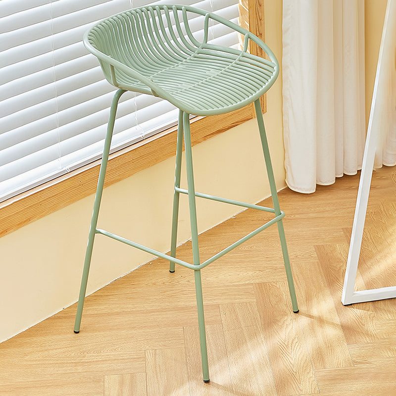 Modern Plastic Contoured Seat Iron Base Footrest Stool for Living Room