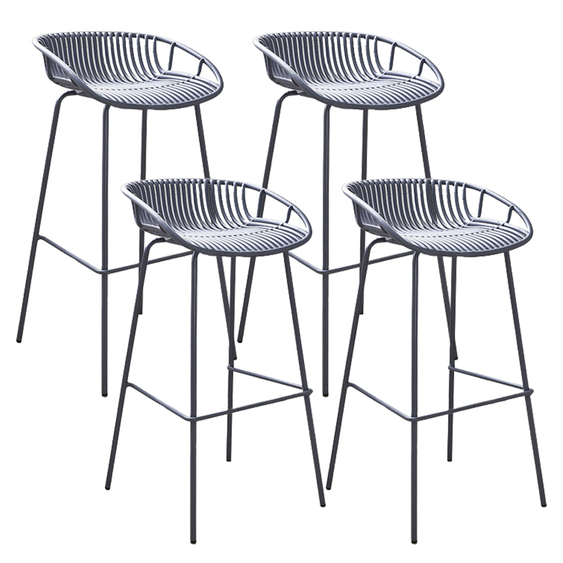 Modern Plastic Contoured Seat Iron Base Footrest Stool for Living Room