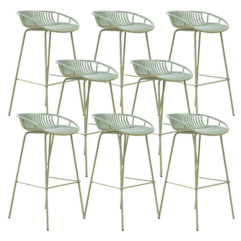 Modern Plastic Contoured Seat Iron Base Footrest Stool for Living Room