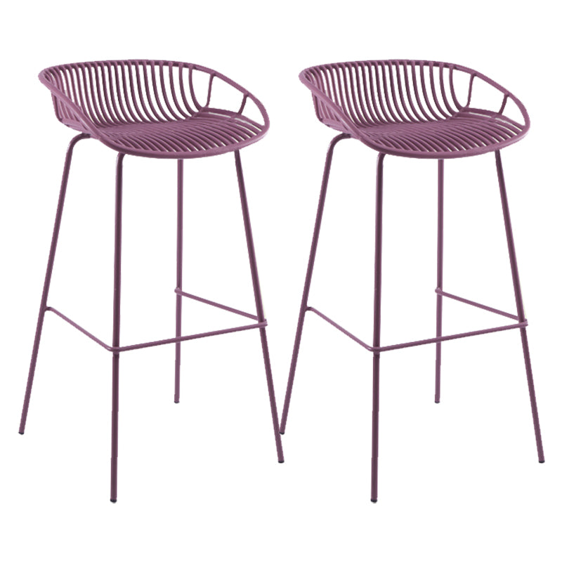 Modern Plastic Contoured Seat Iron Base Footrest Stool for Living Room