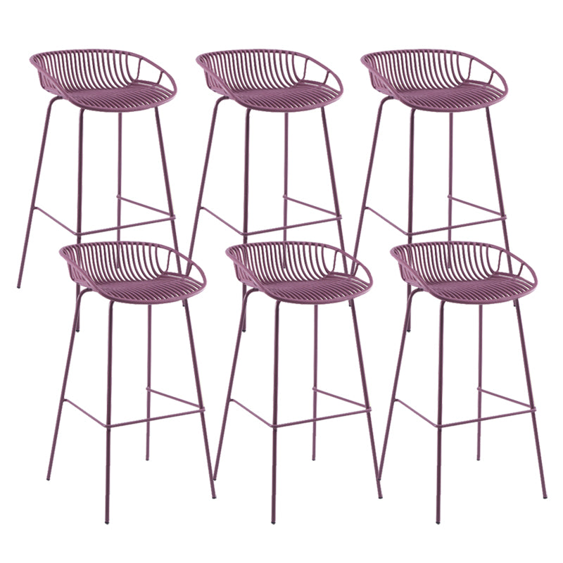 Modern Plastic Contoured Seat Iron Base Footrest Stool for Living Room