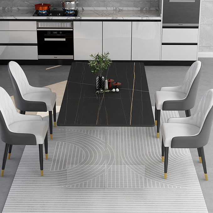 Rectangular Stone Dining Table Acrylic Furniture with Double Pedestal in Matte Finish