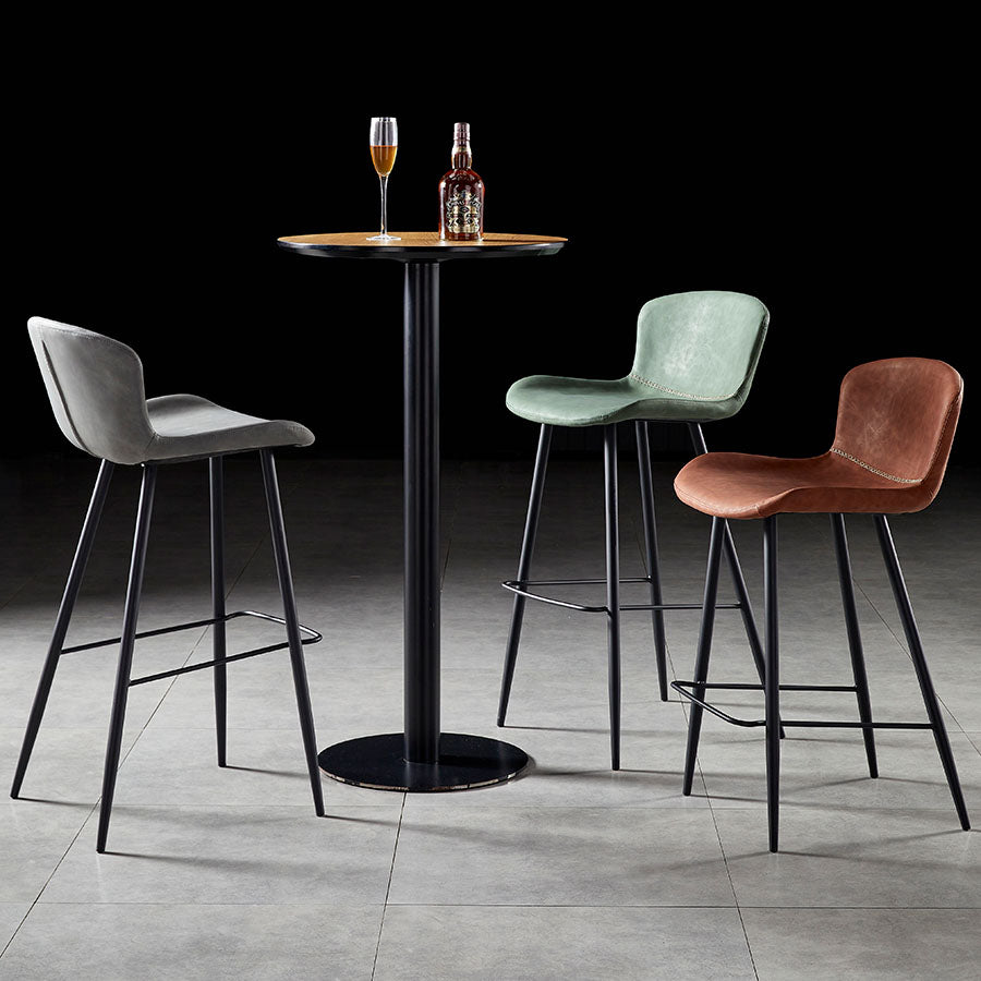 Scandinavian Bucket Backless Stool Leather Upholstered Counter Stool