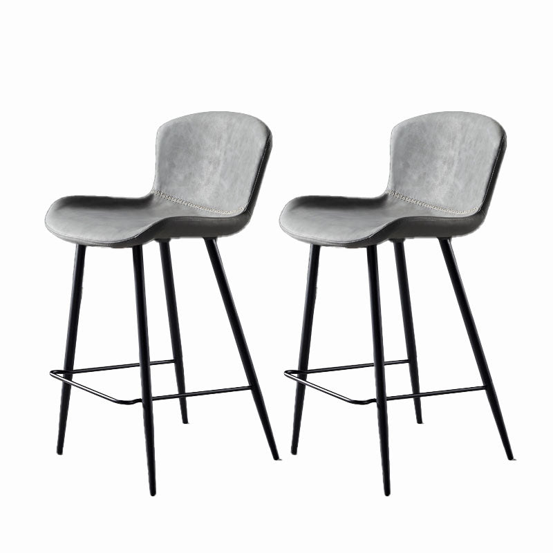 Scandinavian Bucket Backless Stool Leather Upholstered Counter Stool