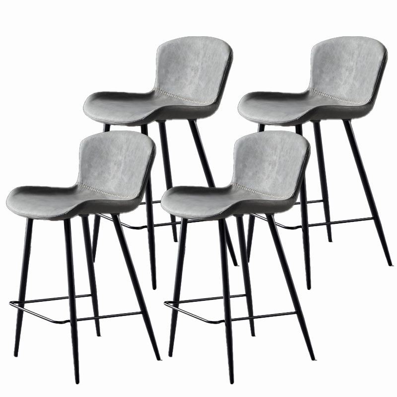 Scandinavian Bucket Backless Stool Leather Upholstered Counter Stool