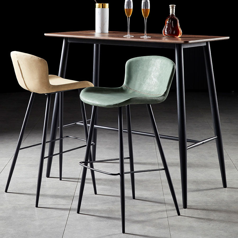 Scandinavian Bucket Backless Stool Leather Upholstered Counter Stool