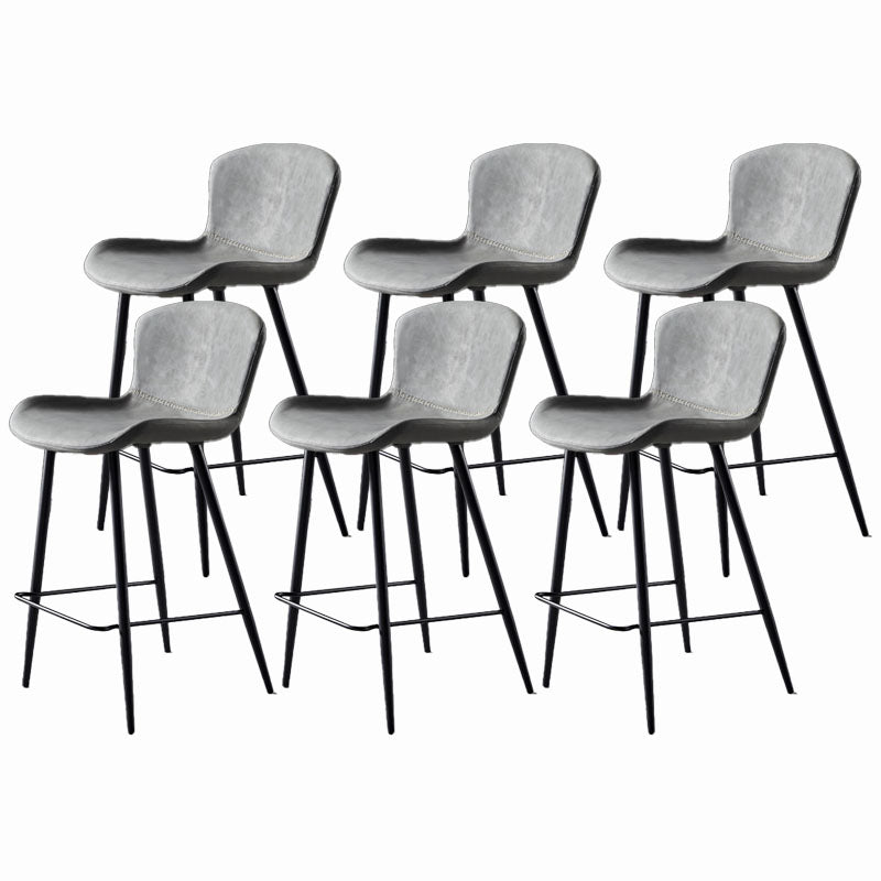 Scandinavian Bucket Backless Stool Leather Upholstered Counter Stool