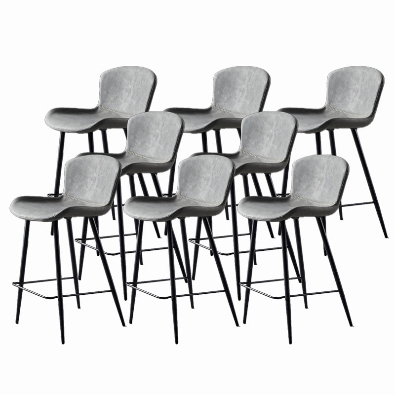 Scandinavian Bucket Backless Stool Leather Upholstered Counter Stool