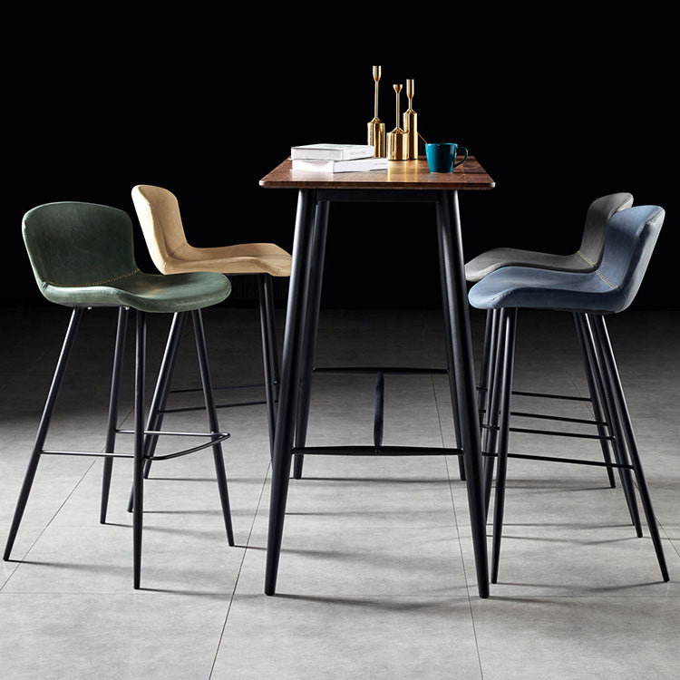 Scandinavian Bucket Backless Stool Leather Upholstered Counter Stool