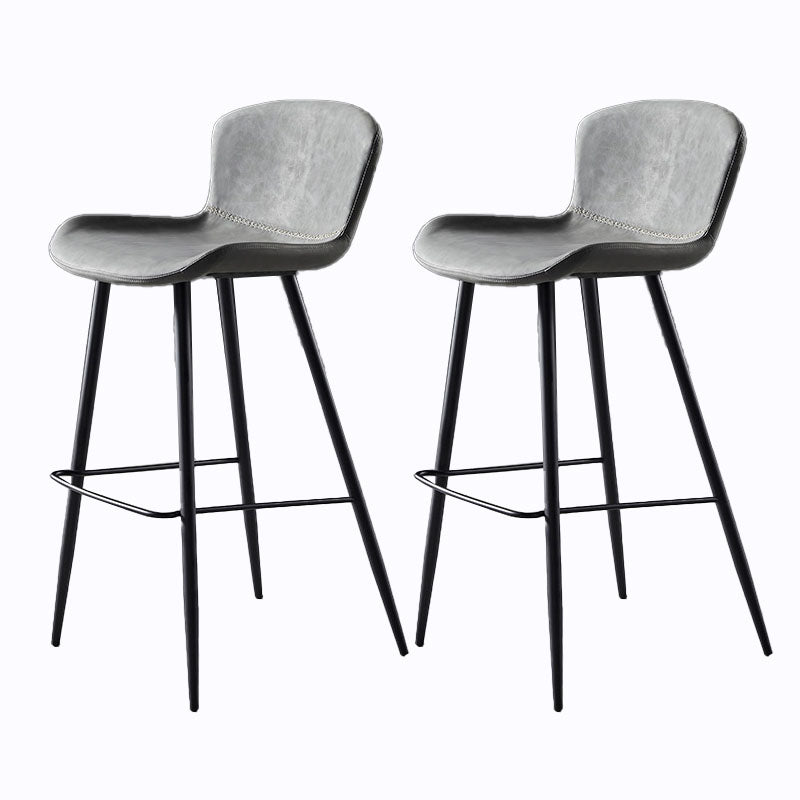 Scandinavian Bucket Backless Stool Leather Upholstered Counter Stool