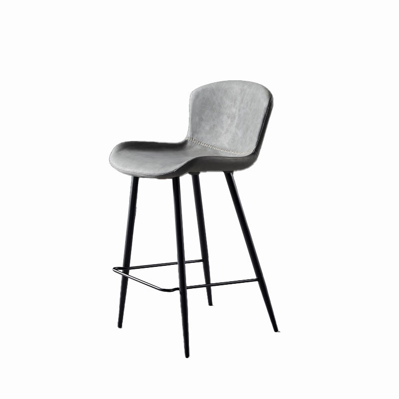 Scandinavian Bucket Backless Stool Leather Upholstered Counter Stool