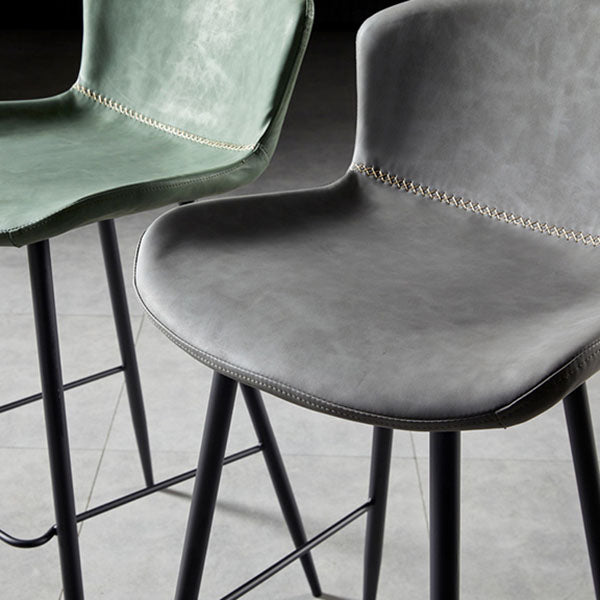 Scandinavian Bucket Backless Stool Leather Upholstered Counter Stool