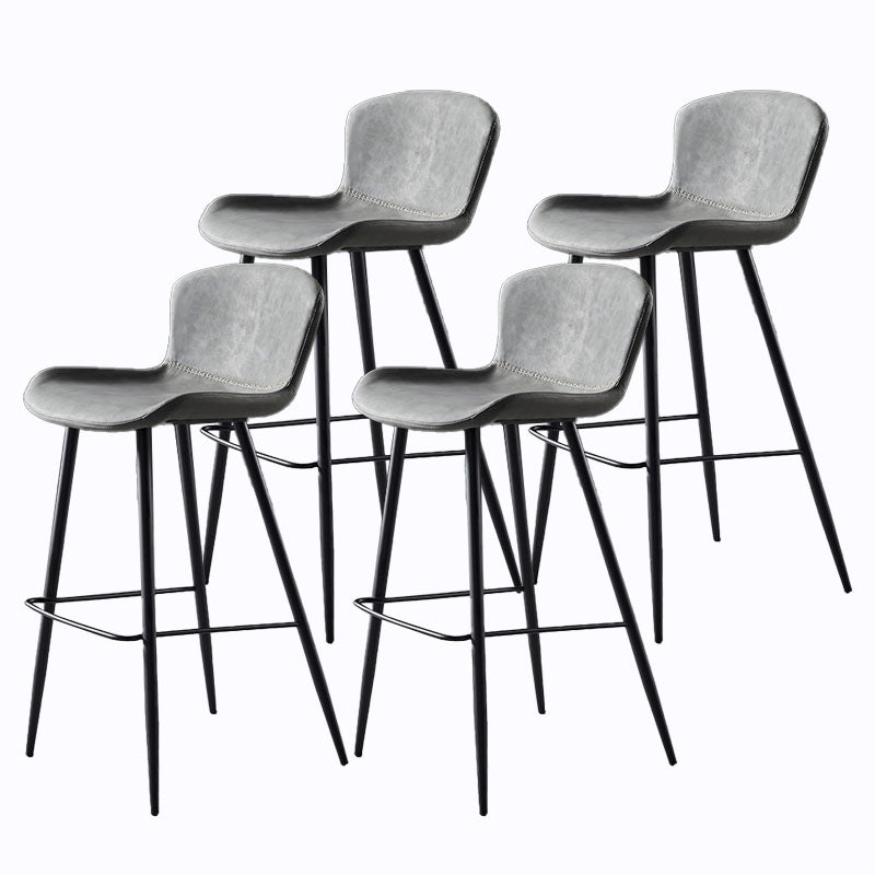 Scandinavian Bucket Backless Stool Leather Upholstered Counter Stool