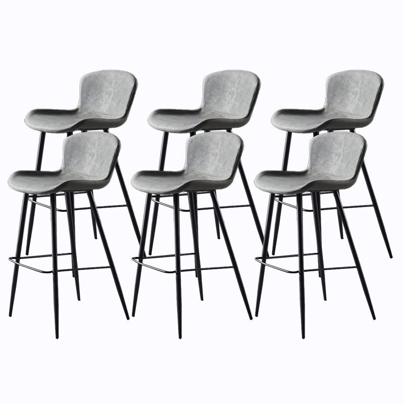 Scandinavian Bucket Backless Stool Leather Upholstered Counter Stool