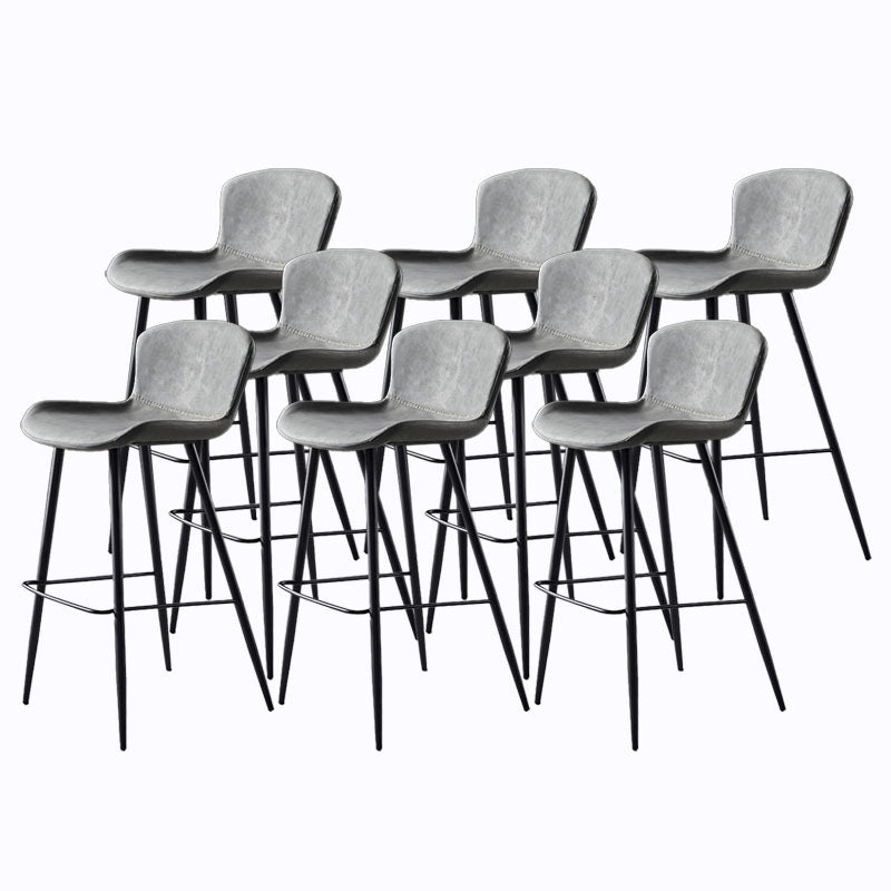 Scandinavian Bucket Backless Stool Leather Upholstered Counter Stool