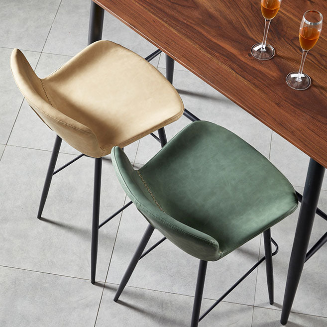 Scandinavian Bucket Backless Stool Leather Upholstered Counter Stool