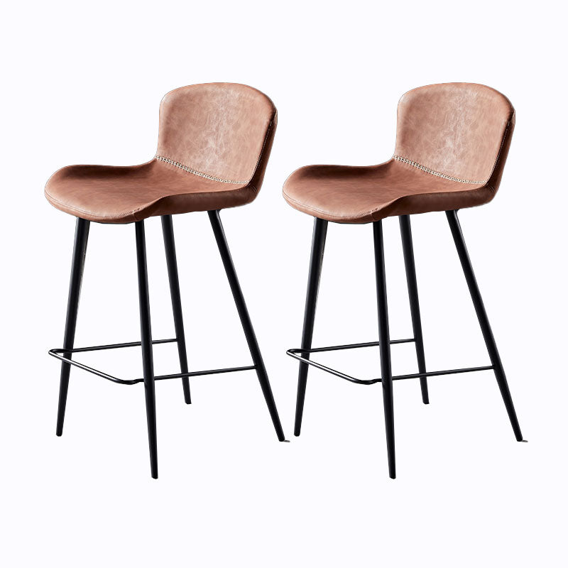 Scandinavian Bucket Backless Stool Leather Upholstered Counter Stool