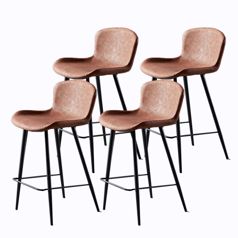Scandinavian Bucket Backless Stool Leather Upholstered Counter Stool