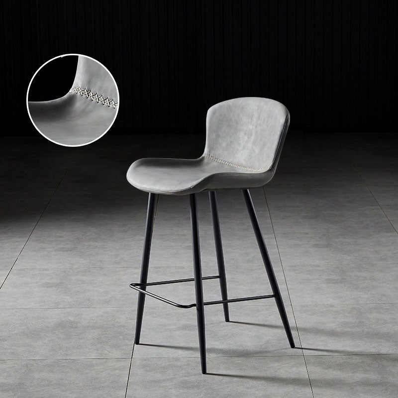 Scandinavian Bucket Backless Stool Leather Upholstered Counter Stool