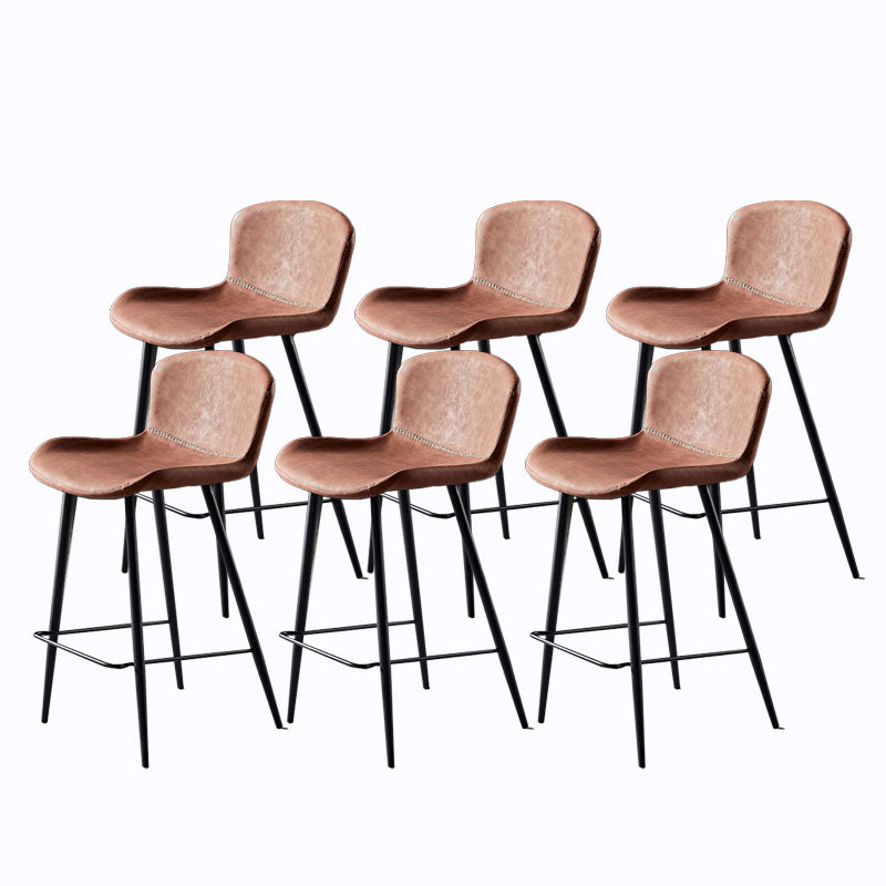 Scandinavian Bucket Backless Stool Leather Upholstered Counter Stool