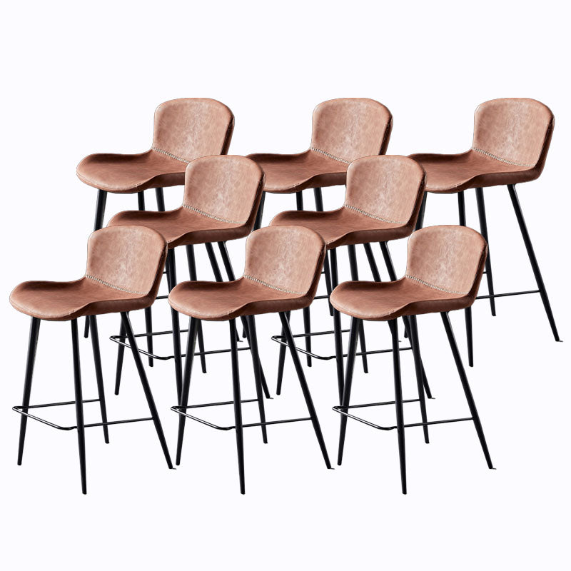 Scandinavian Bucket Backless Stool Leather Upholstered Counter Stool